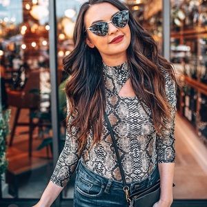 Polina Cutout Top in Brown Snake